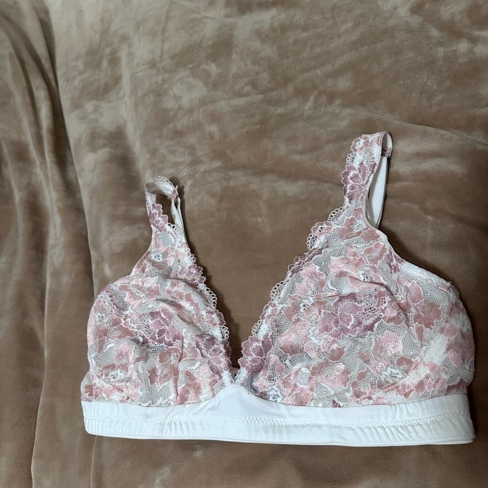Cosabella White and Pink Lace Bralette M